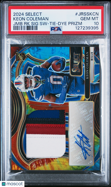 2024 Panini Select Jumbo Rookie Signature Swatches Keon Coleman #JRSSKCN JMB RK Tie Dye Prizm PSA 10