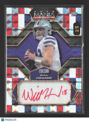 2024 Wild Card Auto Mania American FB Will Howard #AMAH-WH Red/Blue/White Mosaic /5