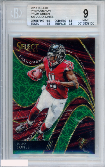 2018 PANINI SELECT PHENOMENON JULIO JONES #23 GREEN PRIZM 2 OF 5 BGS 9 MINT