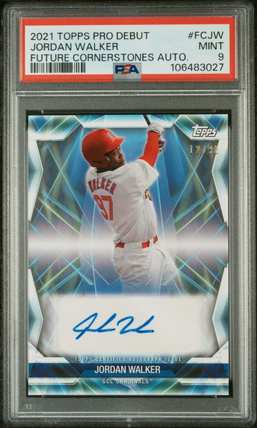 2021 Topps Pro Debut Future Cornerstones Jordan Walker #FCJW Auto /90 PSA 9
