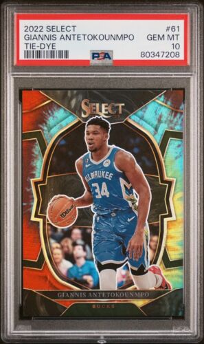 2022-23 Panini Select Giannis Antetokounmpo Tie-Dye Prizm /25 PSA 10 Bucks