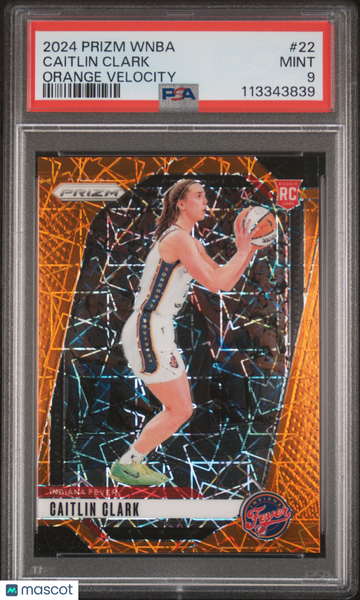 2024 Panini Prizm WNBA Caitlin Clark #22 Orange Velocity PSA 9