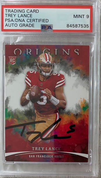 2021 Panini Origins Trey Lance Rookie Card AUTO PSA 9