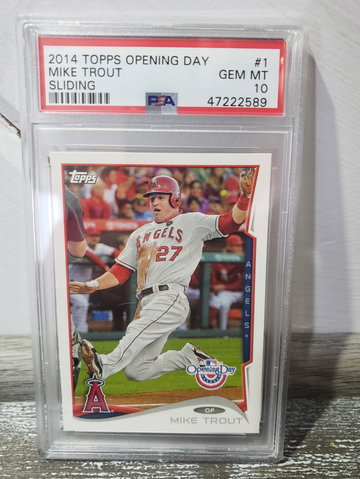 2014 Topps Opening Day Mike trout Sliding psa 10