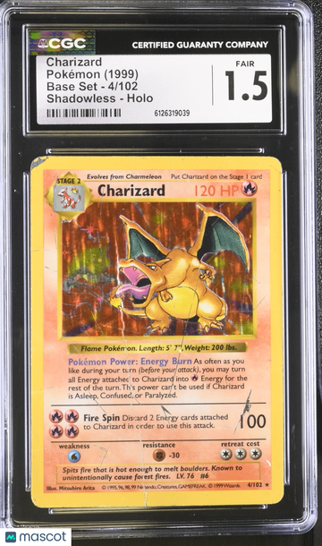 1999 Pokemon Base Set Charizard Holo CGC 1.5 #4/102