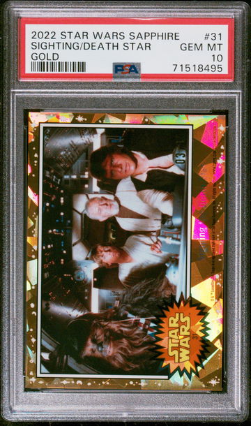 2022 Star Wars Topps Chrome Sapphire Sighting the Death Star Gold /15 #31 Luke Skywalker Han Solo Obi-Wan Chewbacca