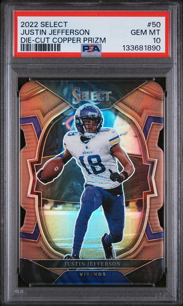 2022 Panini Select Die-Cut Copper Prizm Justin Jefferson #50 PSA 10
