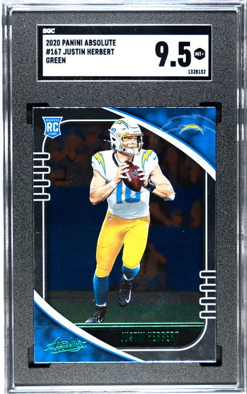 2020 Panini Absolute 167 Justin Herbert Green SGC 9.5 