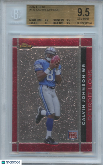 2007 Topps Finest Calvin Johnson #135 Rookie BGS 9.5