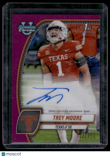 2024 Bowman University Chrome Trey Moore #PA-TMO Prospect Autographs Fuchsia Refractor SN,AU