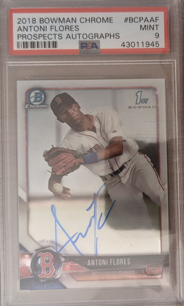 2018 Bowman Chrome Antoni Flores 1st First Prospects Autographs #BCPAAF PSA 9