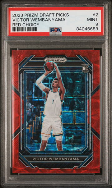 2023 PANINI PRIZM DRAFT PICKS VICTOR WEMBANYAMA #/88 RED CHOICE #2 RC PSA 9