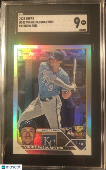 Vinnie Pasquantino 2023 Topps Series 1 Rainbow Foil #302 RC SGC 9 KC Royals
