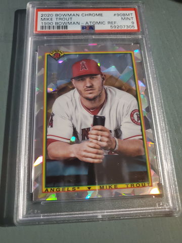 MIKE TROUT 2020 BOWMAN CHROME 1990 ATOMIC REFRACTOR #'D /150 PSA 9