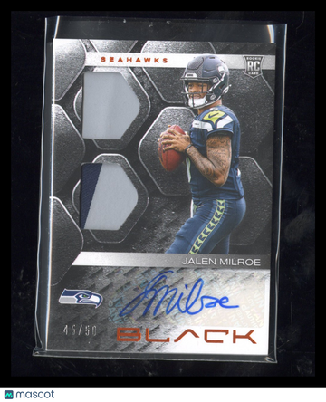 2025 Panini Black Jalen Milroe #RSM-JME Dual Patch RC Rookie Auto /50 Citrine Panini Authentic