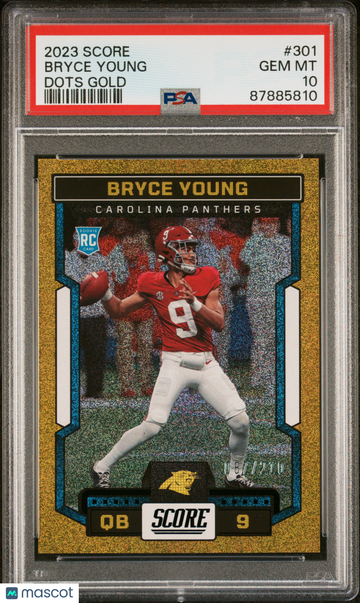 2023 Panini Score Bryce Young #301 Dots Gold PSA 10 Football Trading Card