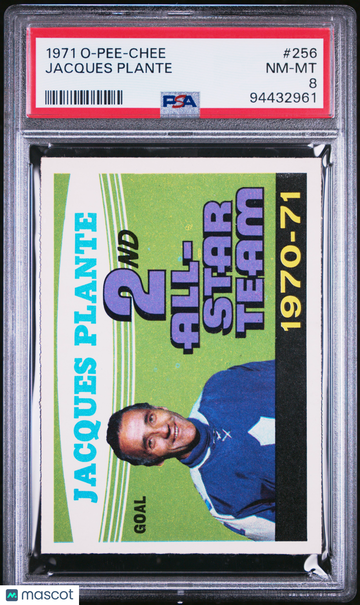 1971 O-Pee-Chee Jacques Plante #256 PSA 8