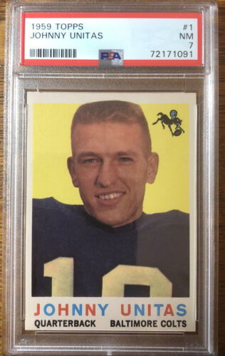 1959 Topps #1 Football Johnny Unitas Graded PSA 7 Nr Mt HOF