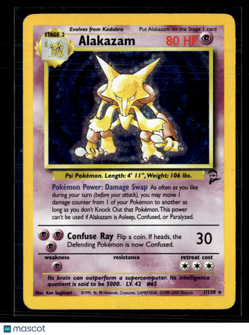 2000 Base Set 2 Alakazam Holo Rare #1/130