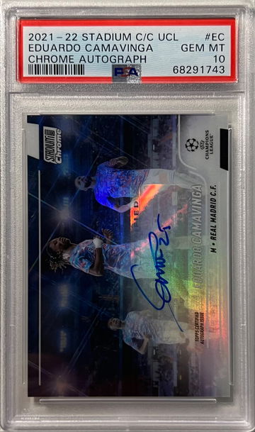2021-22 Stadium Club Chrome UCL Eduardo Camavinga Auto PSA 10 Real Madrid