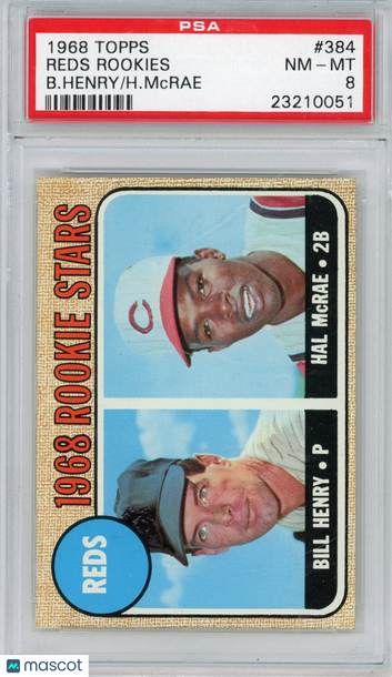 1968 Topps Reds Rookies #384 B. Henry H. Mcrae PSA 8
