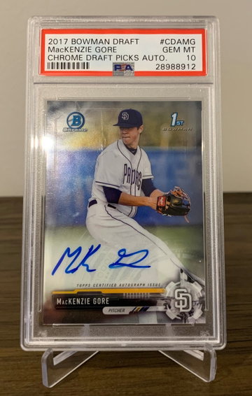 MACKENZIE GORE 2017 Bowman Chrome Draft Base Auto PSA 10 GEM MINT