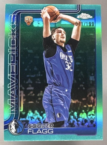 2025 Topps Chrome #251 Cooper Flagg Rookie True Aqua Refractor RC /199