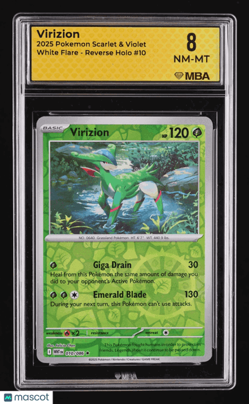2025 Pokemon Scarlet & Violet White Flare Virizion Reverse Holo MBA 8 #10