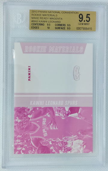 KAWHI LEONARD 2013 Panini National Convention Rookie Materials Make Ready Magenta /5 RC RARE Clippers - BGS 9.5 GEM MINT
