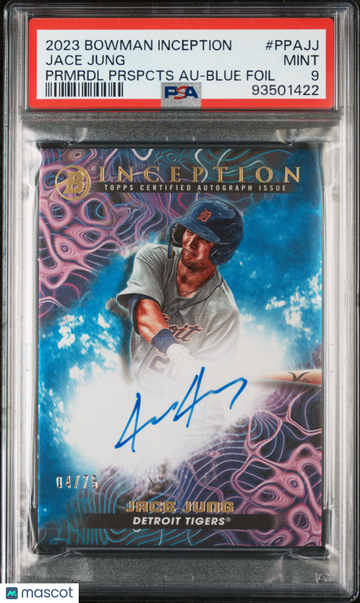 2023 Bowman Inception Primordial Prospects Autographs Jace Jung #PPAJJ Prmrdl Prspcts Blue Foil /75 PSA 9