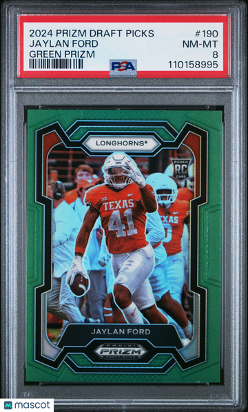 2024 Panini Prizm Draft Picks Jaylan Ford #190 Green PSA 8