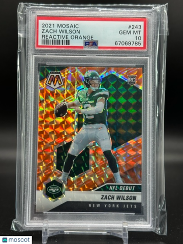 2021 Mosaic Reactive Orange NFL Debut Zach Wilson #243 PSA 10