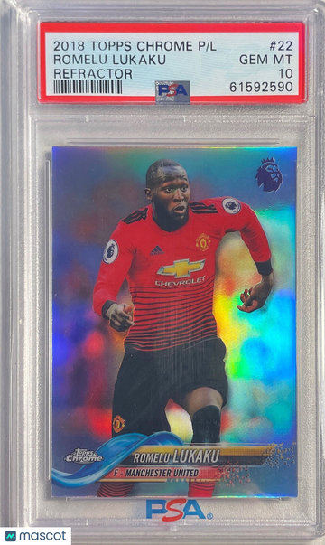 2018 Topps Chrome Premier League Romelu Lukaku #22 Refractor PSA 10
