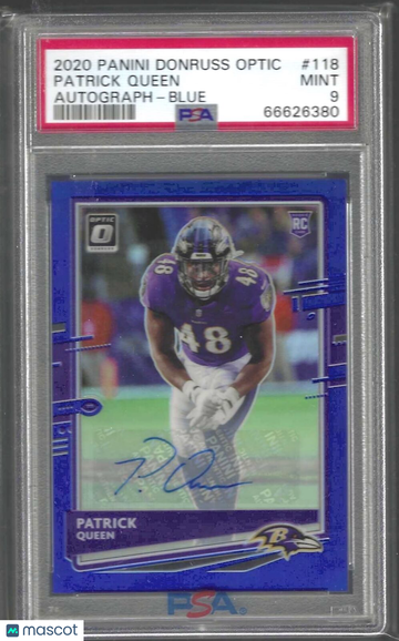 2020 Panini Donruss Optic Patrick Queen #118 Autograph Blue PSA 9