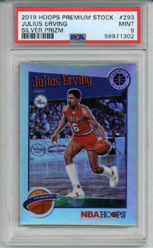 2019 HOOPS PREMIUM STOCK SILVER PRIZM #293 JULIUS ERVING CARD 76ERS PSA 9
