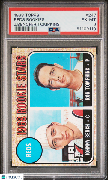 1968 Topps Reds Rookies #247 J. Bench R. Tompkins PSA 6