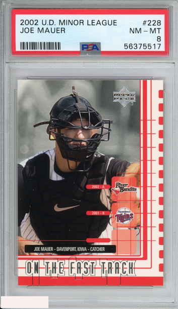 2002 UPPER DECK MINOR LEAGUE JOE MAUER #228 ROOKIE RC TWINS PSA 8 NM-MT