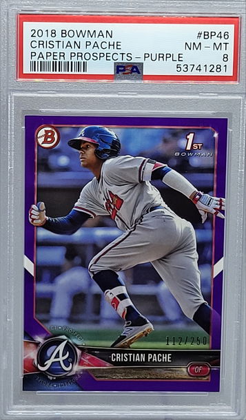 2018 Bowman Prospects  #BP 46 Cristian Pache PSA 8