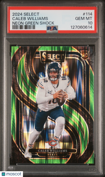2024 Panini Select Caleb Williams #114 Neon Green Shock PSA 10
