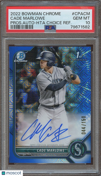 2022 Bowman Chrome Cade Marlowe #CPA-CM Hta Choice Refractor Parallel/Variety Rookie Insert PSA 10