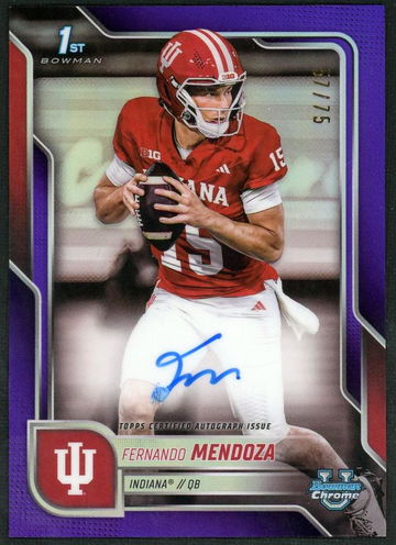 2025 Topps Bowman University Chrome Purple Fernando Mendoza #BCA-FME Auto /75