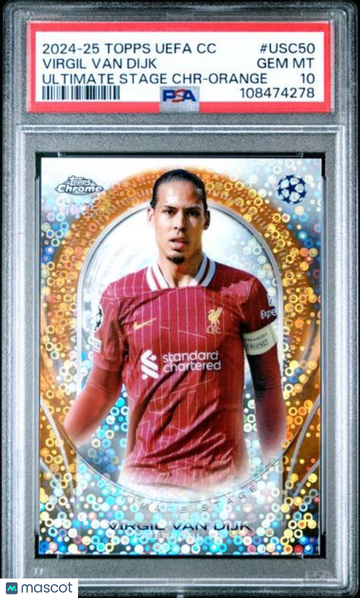 2024-25 Topps UEFA Club Competitions Ultimate Stage Chrome Virgil Van Dijk #USC50 Orange PSA 10