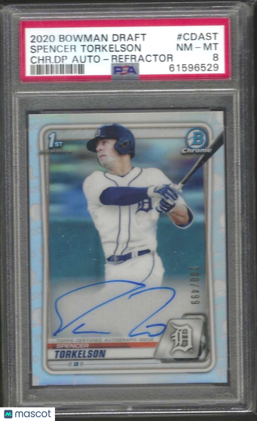 2020 Bowman Draft Chrome Draft Picks Autographs Spencer Torkelson #CDAST CHR. DP Refractor PSA 8