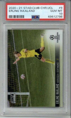 2020-21 TOPPS STADIUM CLUB CHROME UCL #9 ERLING HAALAND PSA 10 LOW POP RARE