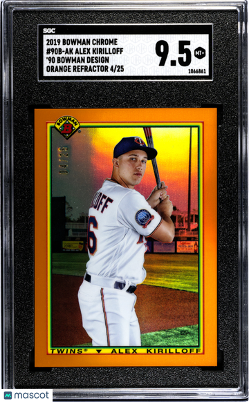 2019 Bowman Chrome Alex Kirilloff #90B-AK '90 Design Orange Refractor SGC 9.5