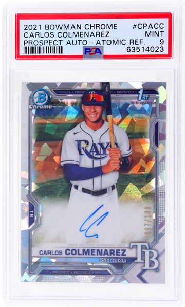 2021 Bowman Chrome Carlos Colmenarez #CPA-CC /100 PSA 9 Auto Atomic Refractor