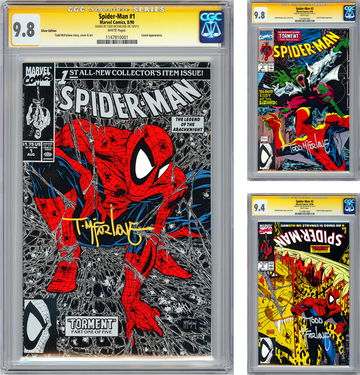 SPIDER-MAN #1-2-3 CGC-SS 9.8-9.8-9.4 PREMIERE ISSUES SIGNED TODD MCFARLANE 1990