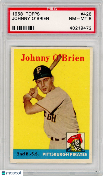 1958 Topps Johnny O'Brien #426 PSA 8
