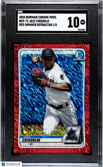 2020 Bowman Chrome Draft Jazz Chisholm JR. #BCP-72 Red Shimmer Refractor SGC 10