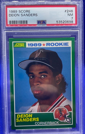 1989 Score Deion Sanders #246 Atlanta Falcons  Rookie RC HOF PSA 7 NM